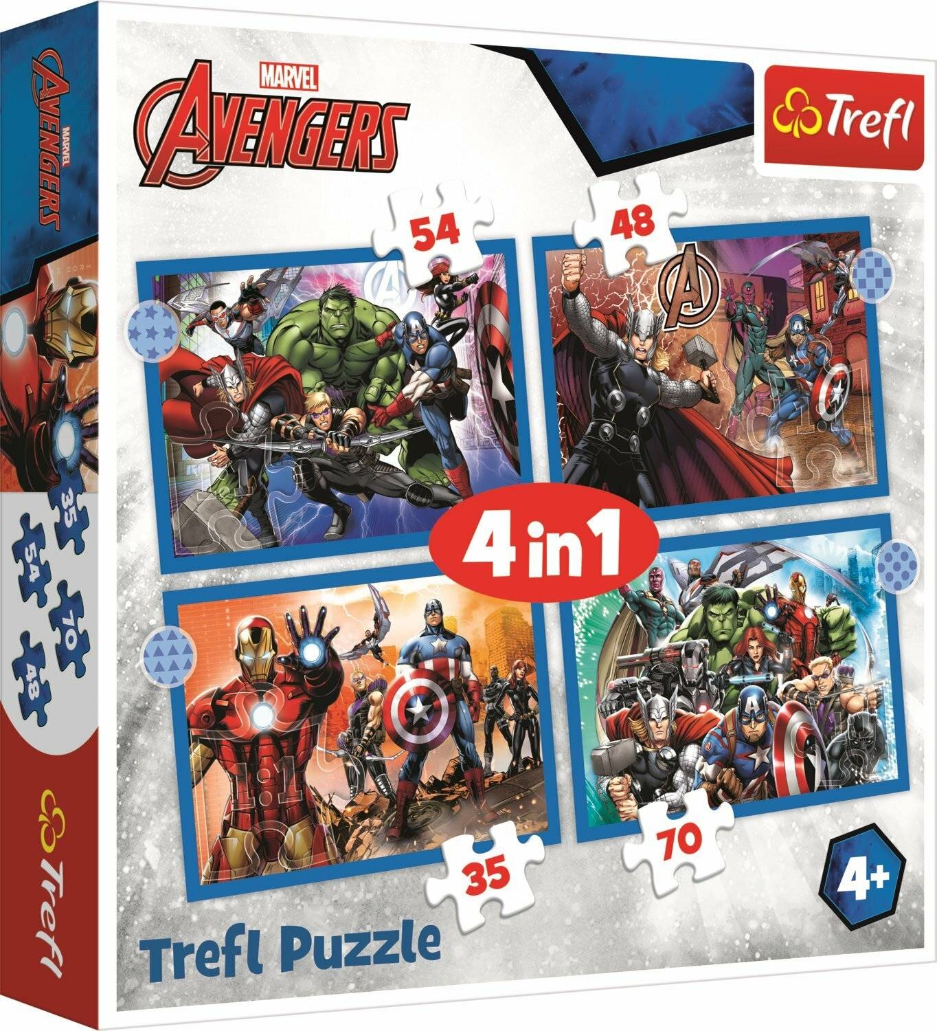 TREFL Puzzle Brave Avengers 4in1 (35,48,54,70 Teile)