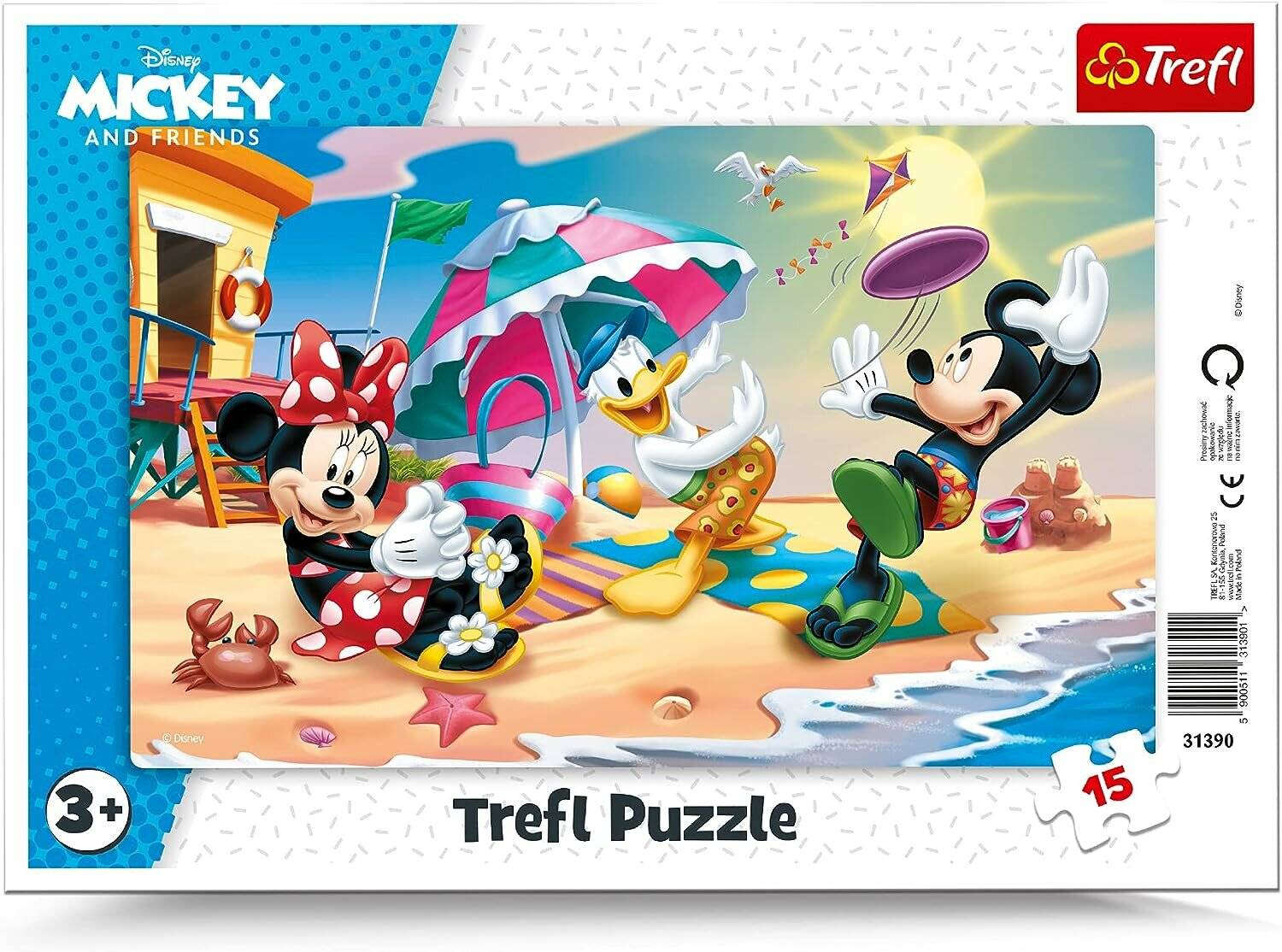 TREFL Puzzle Mickey und Minnie: Spaß am Strand 15 Teile