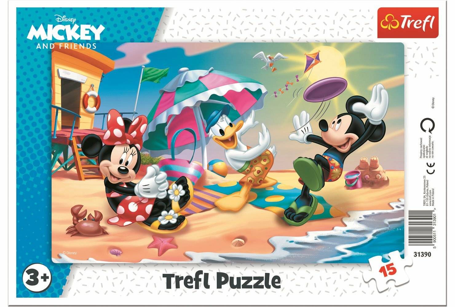 TREFL Puzzle Mickey und Minnie: Spaß am Strand 15 Teile