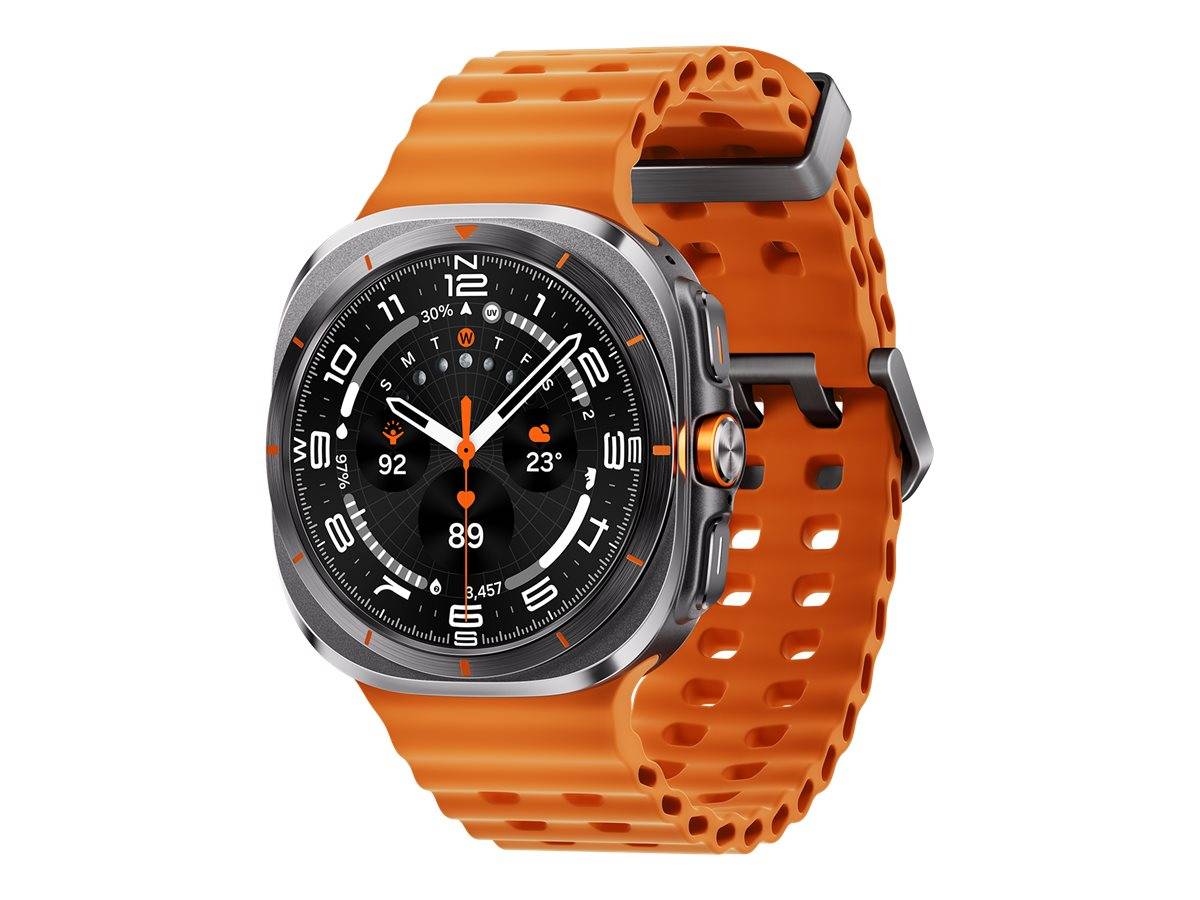 Samsung Galaxy Watch Ultra - 47 mm - Titan - intelligente Uhr mit Marineband - Gummi - Orange - Bandgröße: S/M/L - Anzei