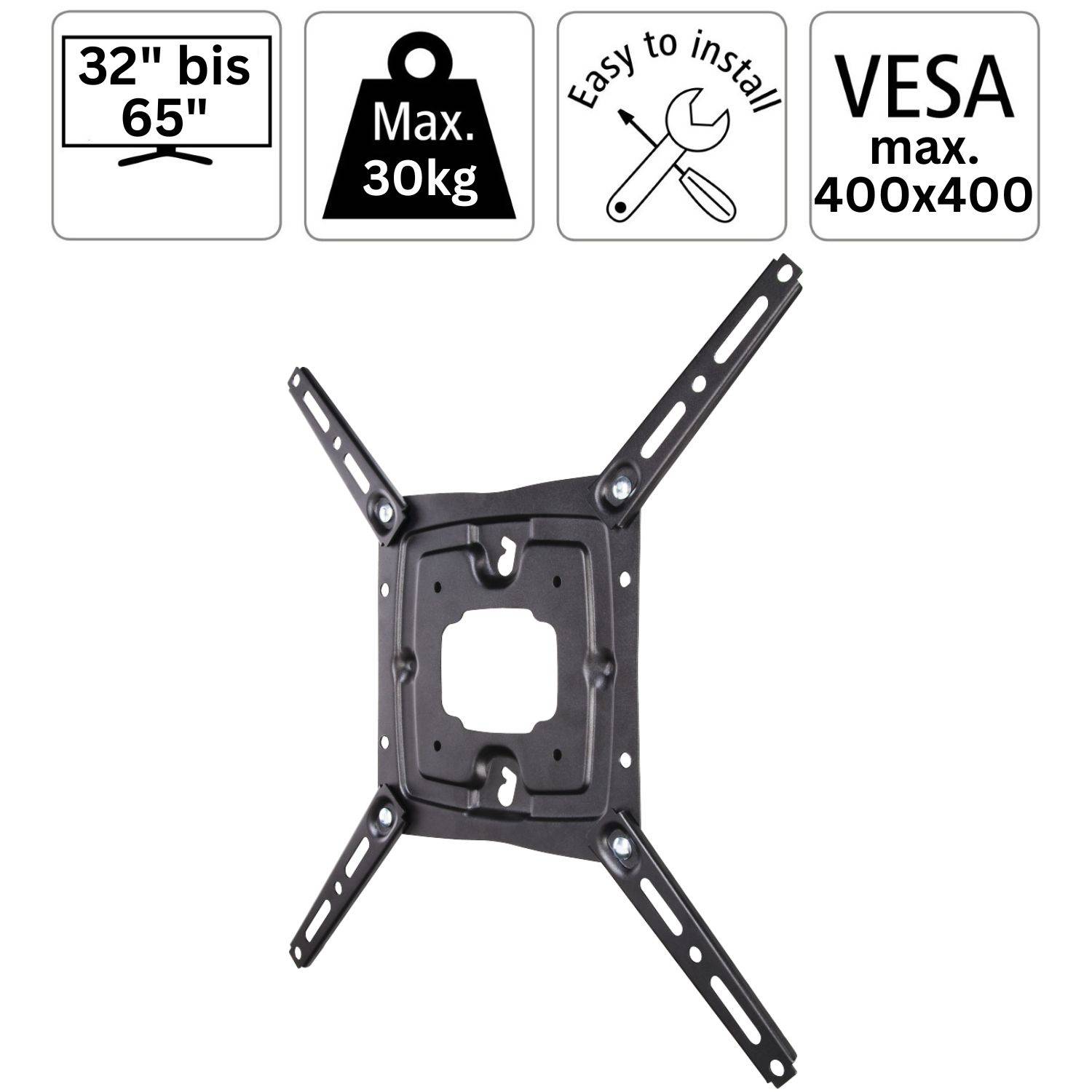 TV Wandhalterung FIX Super Slim Schwarz 32" bis 65"