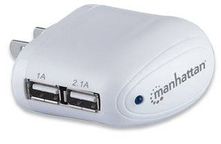 USB-Ladeadapter Manhattan 2-Port wei