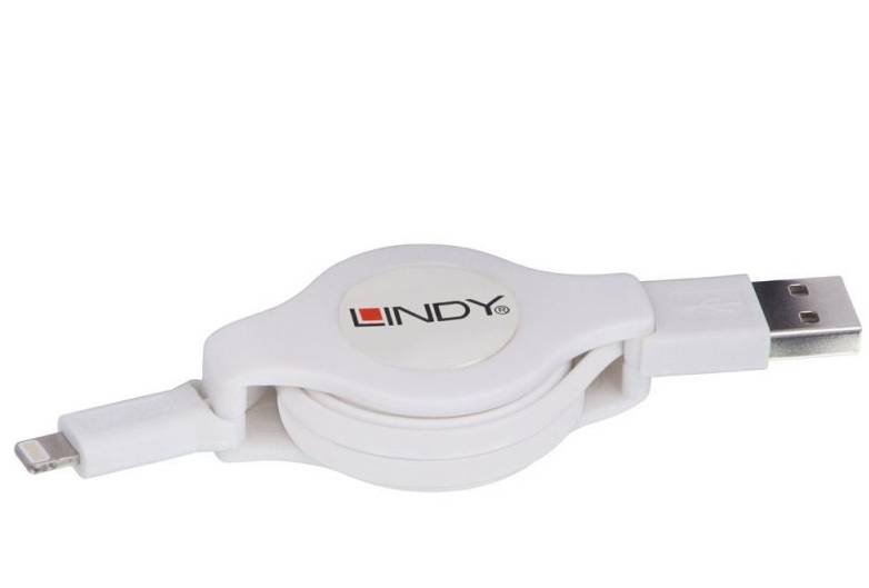 Lindy Aufrollbares Lightning an USB Kabel bis zu 1.00m MF