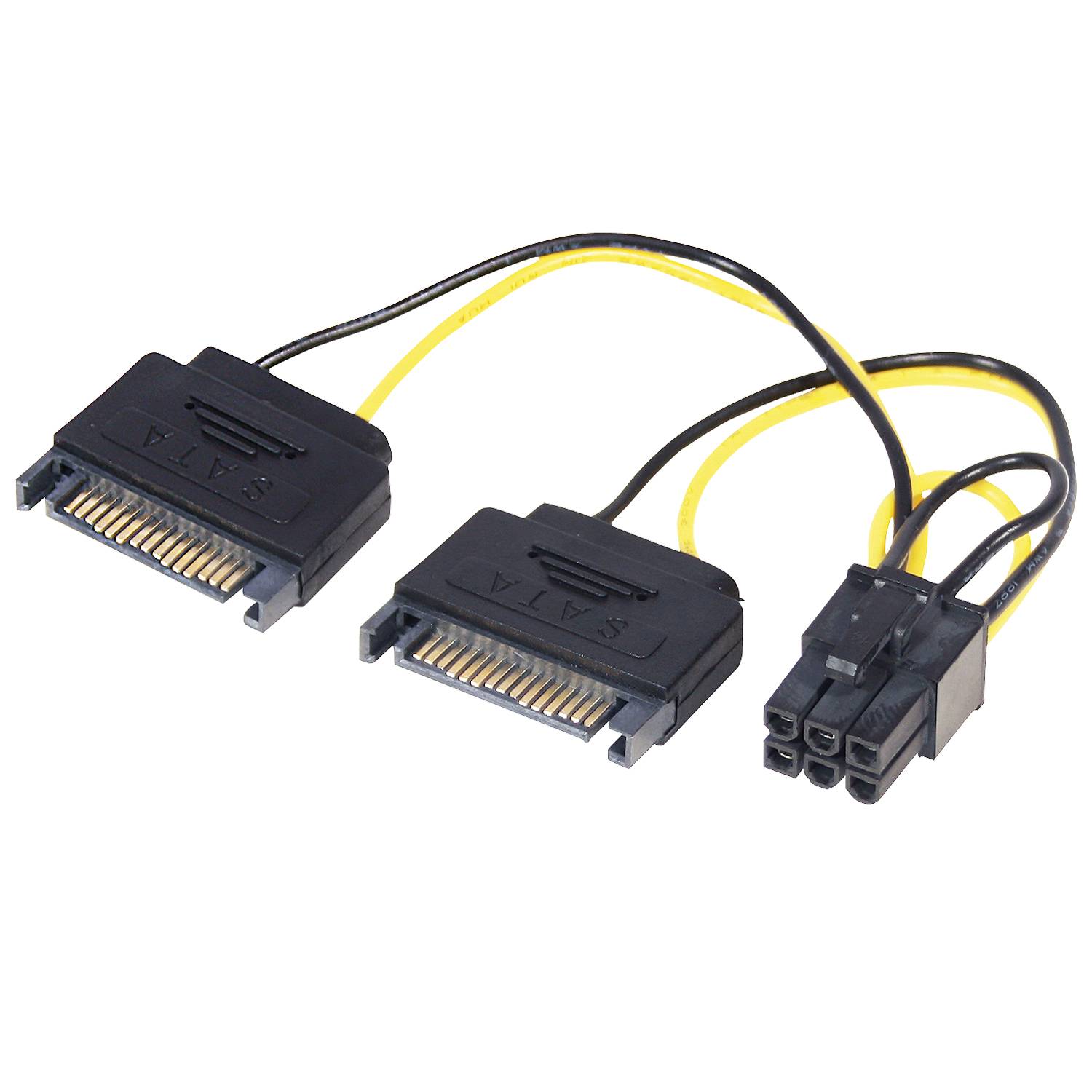 LINDY 6 pol. an 2x 15 pol. SATA PCIe Stromadapter 0,15m