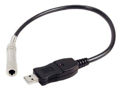 USB-zu-Gleichstrom-Stromadapterkabel mit USB-A-Stecker auf der einen Seite und zylindrischem Hohlstecker auf der anderen Seite