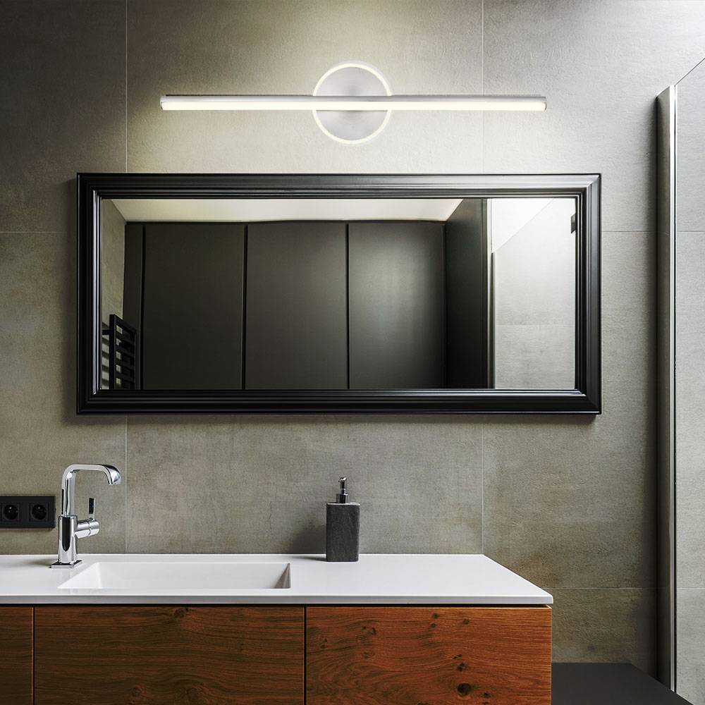 LED Wandleuchte Bad Badezimmerlampe Wandlampe Spiegelleuchte Modern, Metall nickel Acryl opal, 10W 720Lm neutralweiß, L 60,8 cm