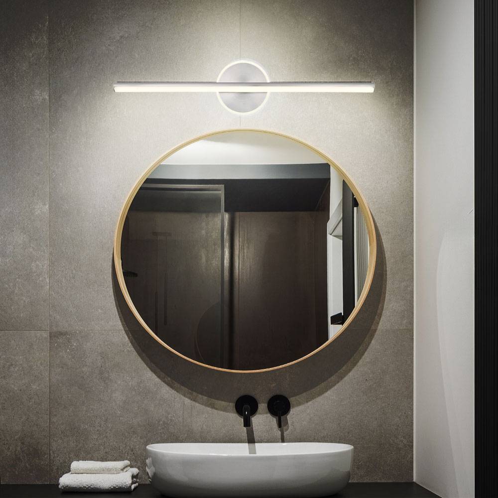 LED Wandleuchte Bad Badezimmerlampe Wandlampe Spiegelleuchte Modern, Metall nickel Acryl opal, 10W 720Lm neutralweiß, L 60,8 cm