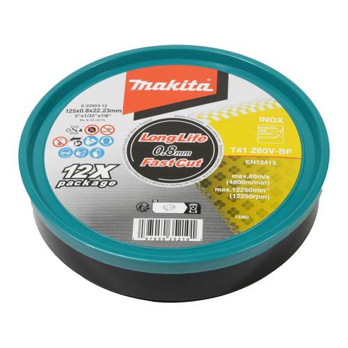 MAKITA E-22953-12 - Trennscheibe INOX (125 x 22,23mm | Körnung: Z60V | Inhalt: 12 Stück)