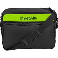 Schwarze Schultertasche mit limettenfarbiger Paneele und „netAlly
