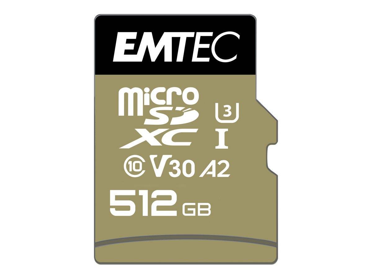 Emtec mSD 512GB UHS-I U3 V30 A2 SpeedIN Pro + Adapter Multimedia-Technik Micro SD Karten