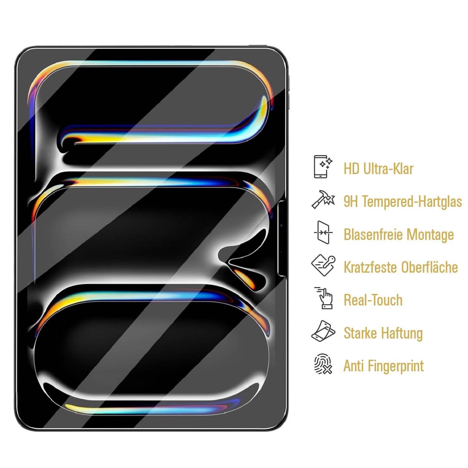 3x flexibles 9H Panzerglas für iPad Air 11 2024 HD KLAR Panzerfolie Displayschutz Schutzglas Hartglas Schutzfolie Screen-Protector