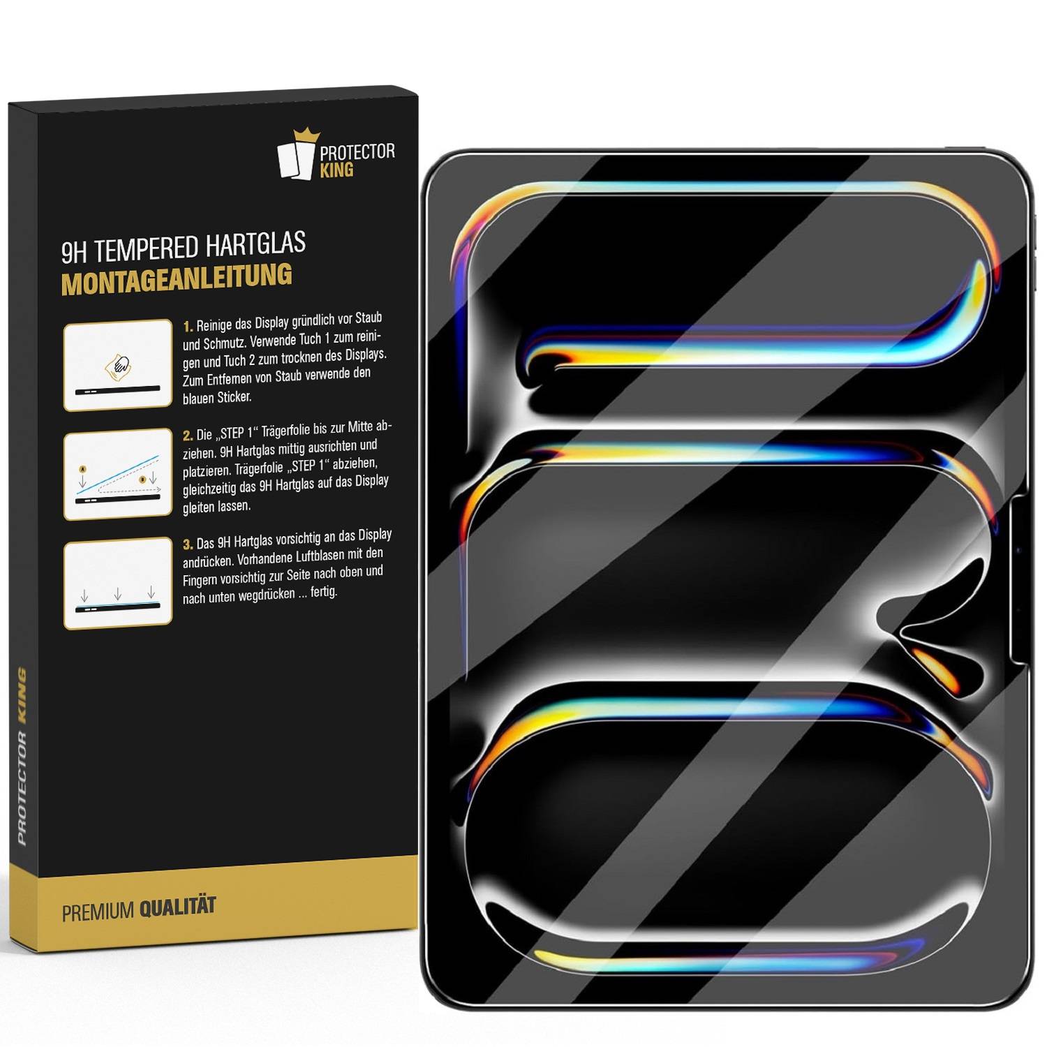 2x 9H Panzerglas für iPad Air 11 2024 3D KLAR echtes Tempered Glass Panzerfolie Displayschutz Schutzglas Hartglas Schutzfolie Screen-Protector