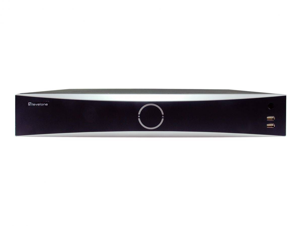 Schwarze Hauppauge-ähnliche TV-Tuner/Media-Box mit zentraler kreisförmiger Stromanzeige und zwei vorderen USB-Anschlüssen auf der rechten Seite