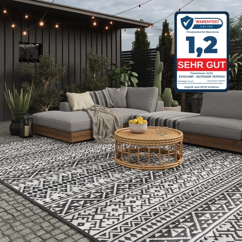 EVOCAMP Outdoor Teppich 200x300 cm - Vorzeltteppich wetterfest und leicht Picknickdecke für den Outdoor-Bereich aus Kunststoff-Fasern EVOCAMP Outdoor Teppich 200x300 cm - Vorzeltteppich wetterfest und leicht Picknickdecke für den Outdoor-Bereich aus Kunststoff-Fasern