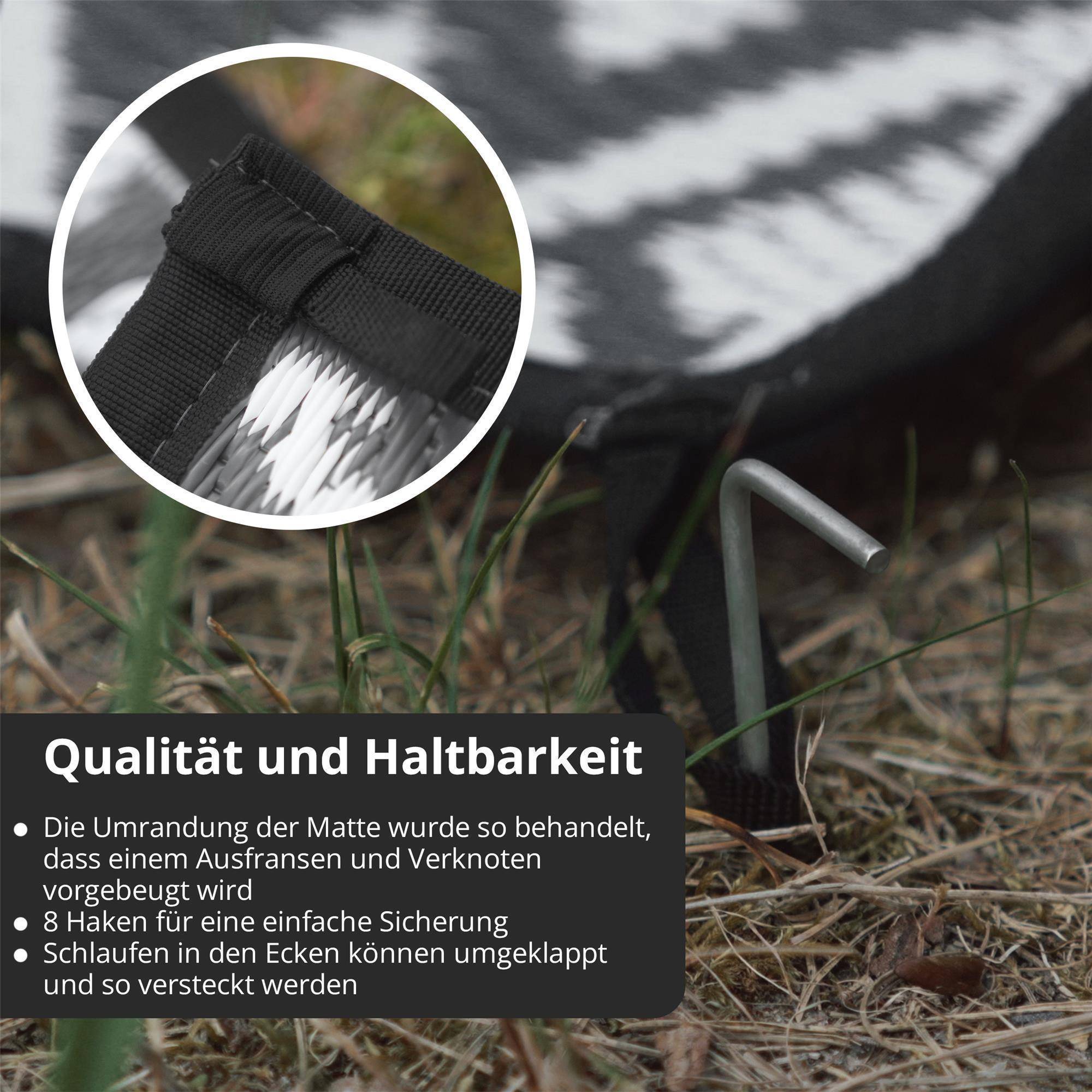 EVOCAMP Outdoor Teppich 200x300 cm - Vorzeltteppich wetterfest und leicht Picknickdecke für den Outdoor-Bereich aus Kunststoff-Fasern