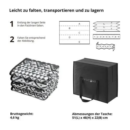EVOCAMP Outdoor Teppich 300x400 cm - Vorzeltteppich wetterfest und leicht Picknickdecke für den Outdoor-Bereich aus Kunststoff-Fasern EVOCAMP Outdoor Teppich 300x400 cm - Vorzeltteppich wetterfest und leicht Picknickdecke für den Outdoor-Bereich aus Kunststoff-Fasern