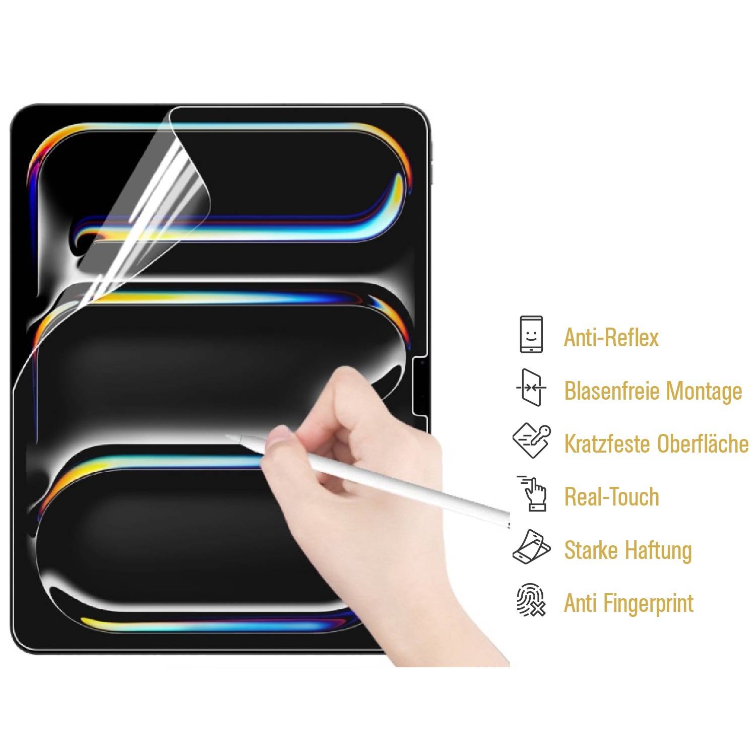 1x Paperfeel für iPad Air 13 2024 Displayschutz Schreiben Malen Skizzieren matt Anti-Reflex entspiegelt Screen-Protector