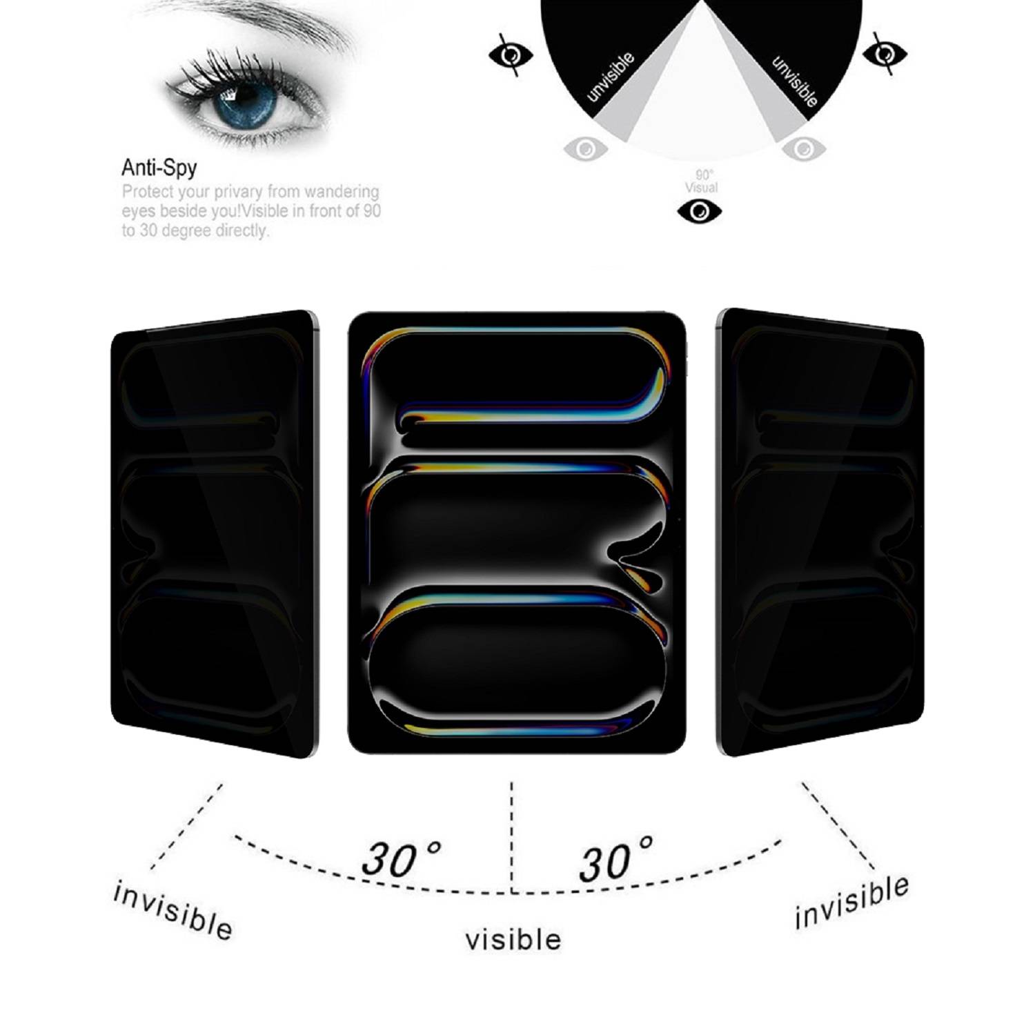 1x Anti-Spy 9H Panzerglas für iPad Air 13 2024 Blickschutz Privacy echtes Tempered Glass Displayglas Schutzglas Displayschutz Schutzfolie