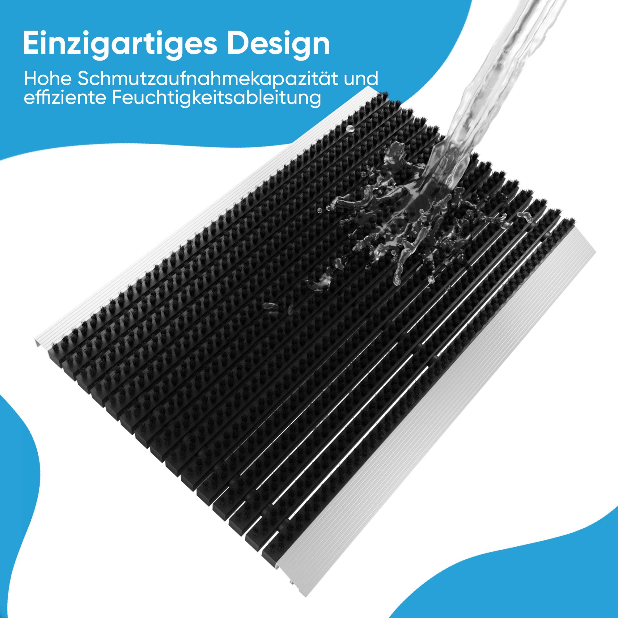 Björn&Schiller Fußmatte Aluminiumrahmen mit Bürsten schwarz 40x60 cm für Außenbereich Schmutzfangmatte Türmatte Fußabtreter