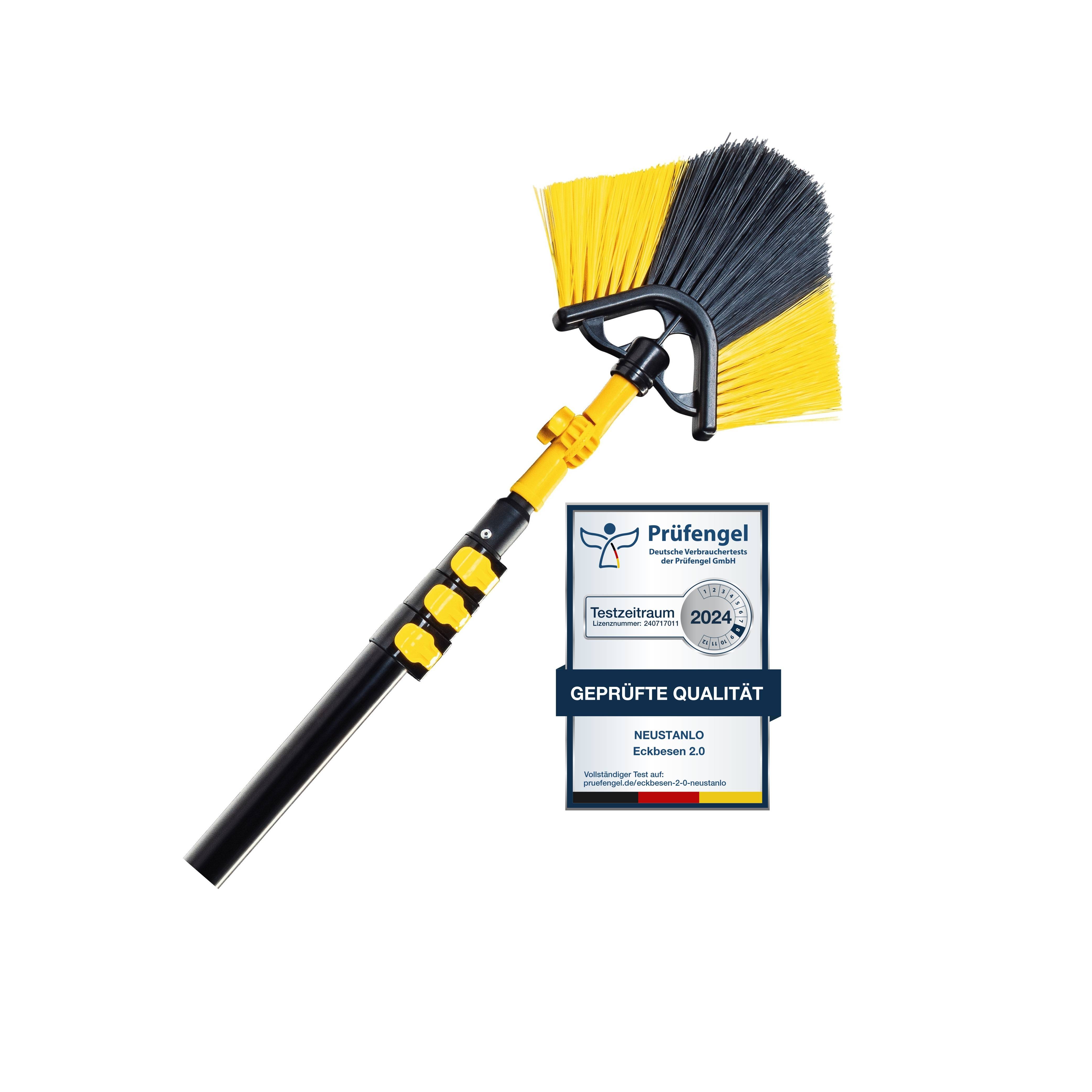 Neustanlo | Eckbesen 2.0 | intuitives Schnellspannsystem | ergonomischen Soft-Touch Handgriffe | Länge: 4,2 Meter | ideal zur Pflege von großen Höh
