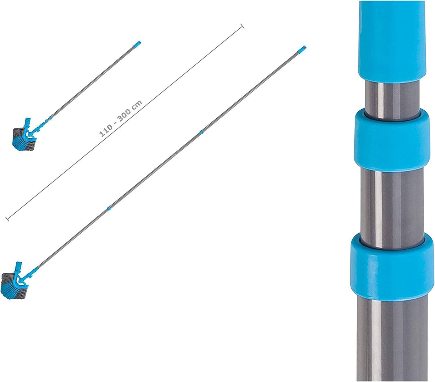 Neustanlo | Spinnwebenbesen mit Dachrinnenreiniger | 3m Teleskopstiel | vielseitiger Eckbesen | ideal für schwer erreichbare Stellen