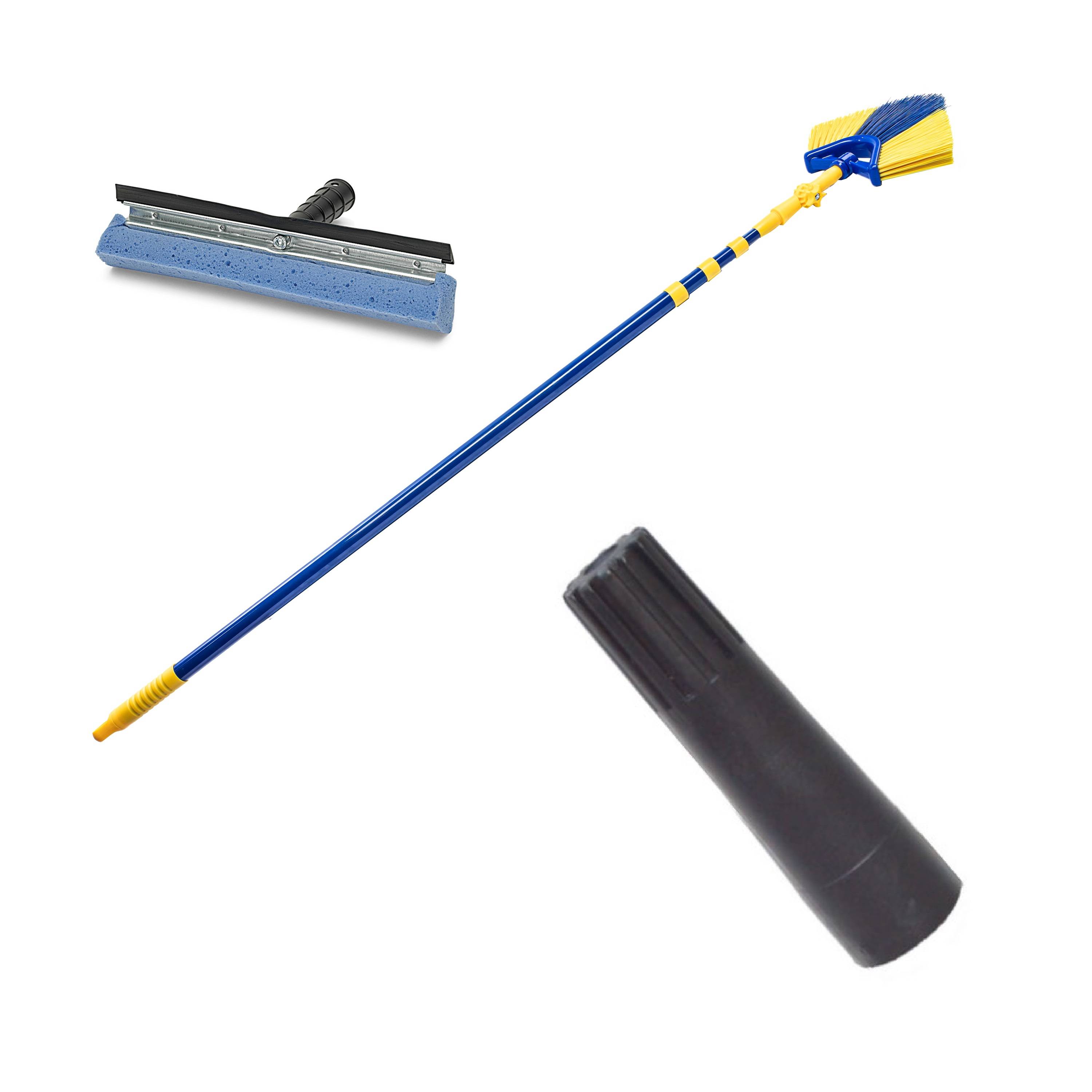 Neustanlo | 4-teiliges Eckbesen-Set | Teleskopstiel bis 4,25 Meter | integriert Fensterwischer & Gummilippe | optimal für schwer erreichbare Stellen