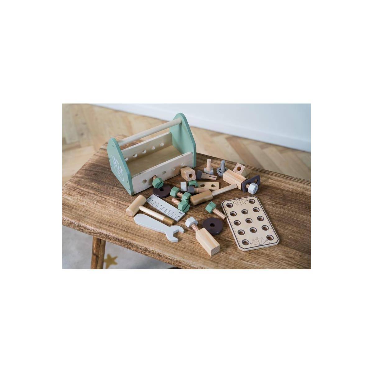 4779 - WERKZEUGKASTEN HOLZ GESCHENKBOX 26 TEILE