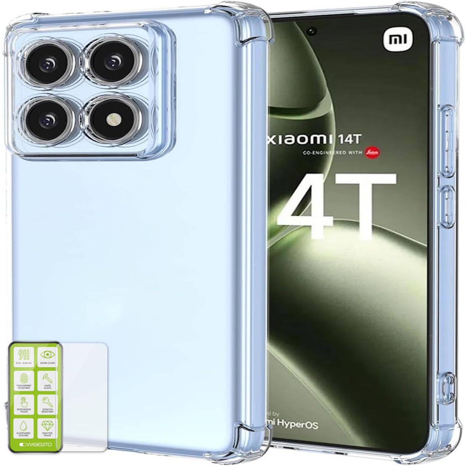 Für Xiaomi 14T Schock TPU Case Transparent + 0,26 H9 Glas Handy Hülle Schutz
