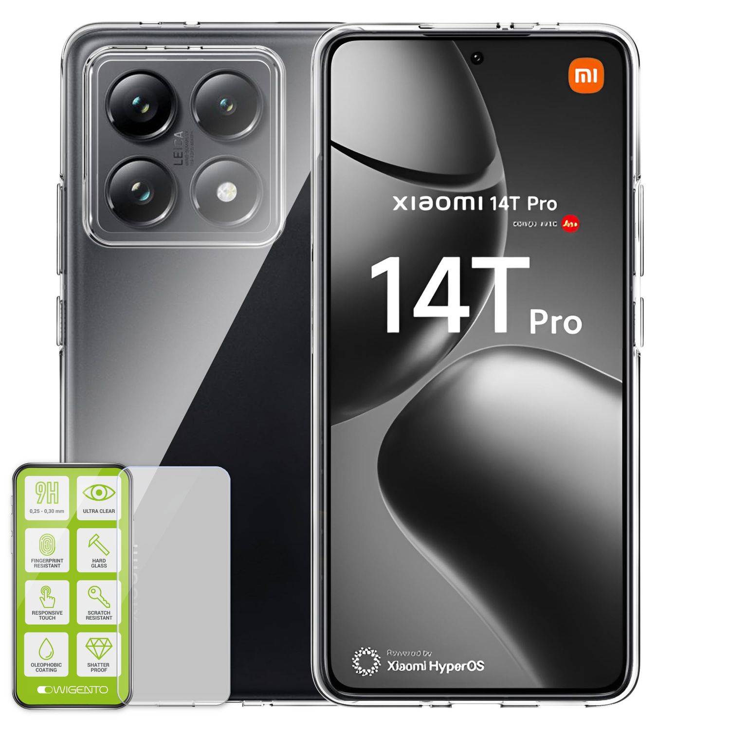 Für Xiaomi 14T Pro Silikon TPU Schutz Hülle Ultra Dünn Case Transparent + H9 Hart Glas