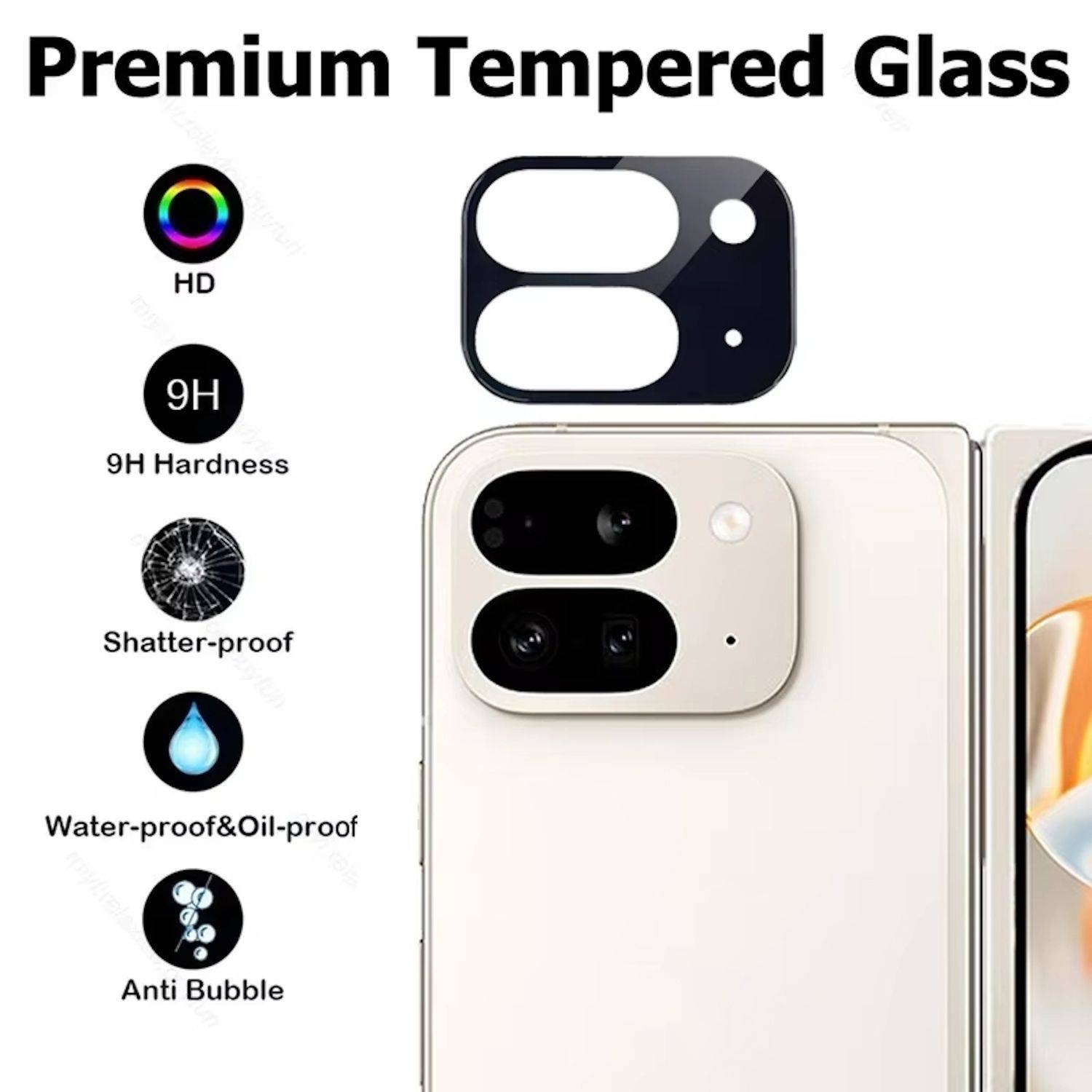Für Google Pixel 9 Pro Fold Premium Kamera Linsen Komplett Schutz Glas Schwarz