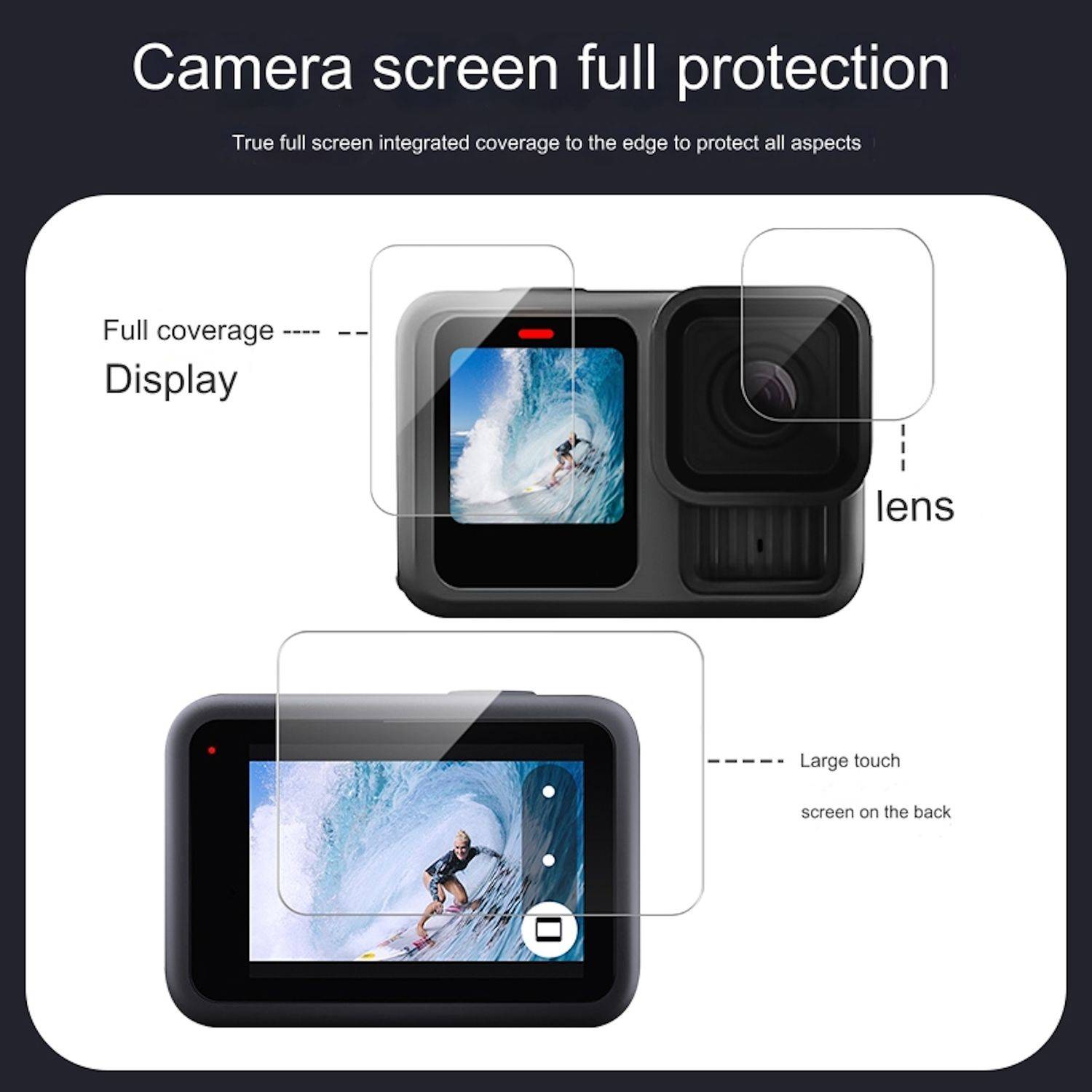 Für GoPro HERO13 Black 9H Displayschutzglas für Objektiv Vorder- Rückbildschirm
