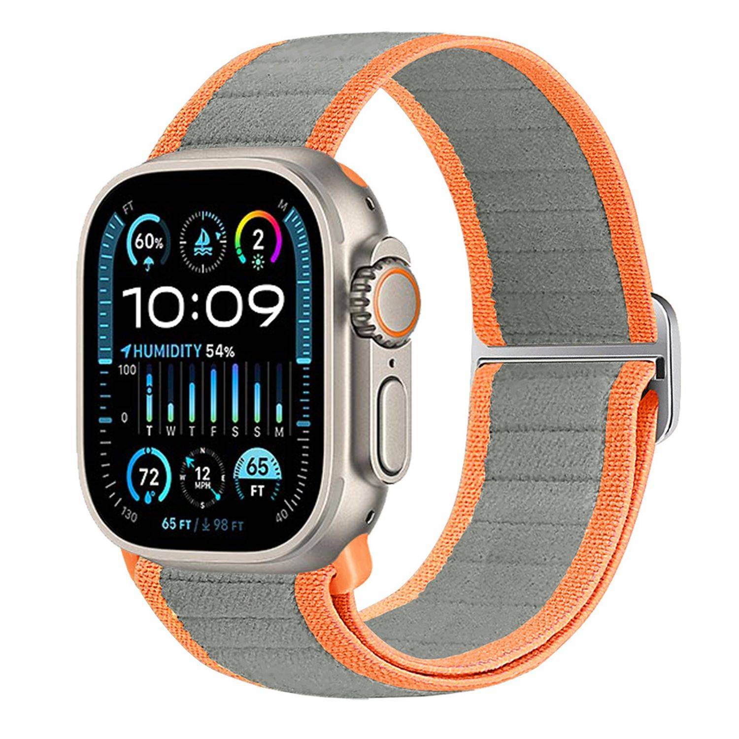 Für Apple Watch Ultra 2 / 1 49mm Nylon Elastisches Schnallen Ersatz Armband Grau