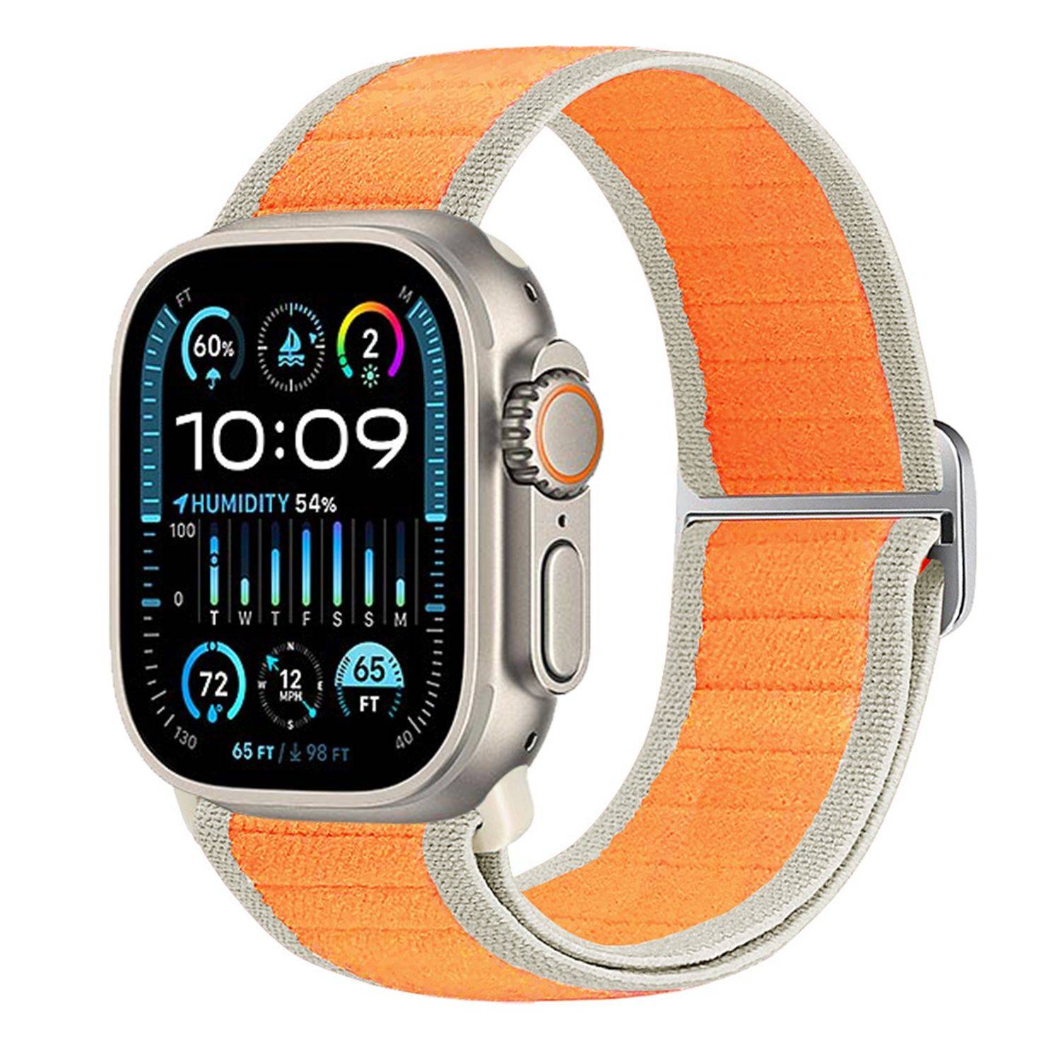 Für Apple Watch Ultra 2 / 1 49mm Nylon Elastisches Schnallen Ersatz Armband Orange