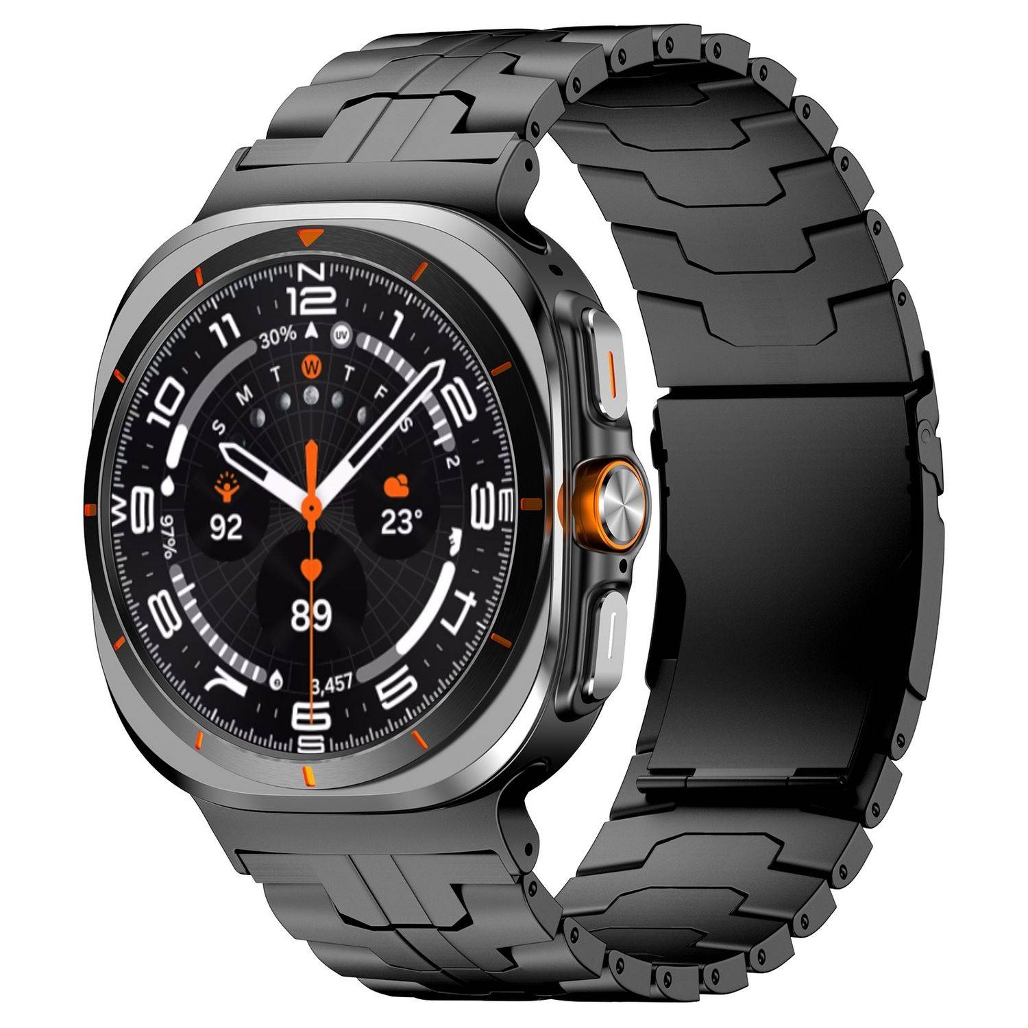 Für Samsung Galaxy Watch Ultra 47mm Three Bead Metall Armband Schwarz