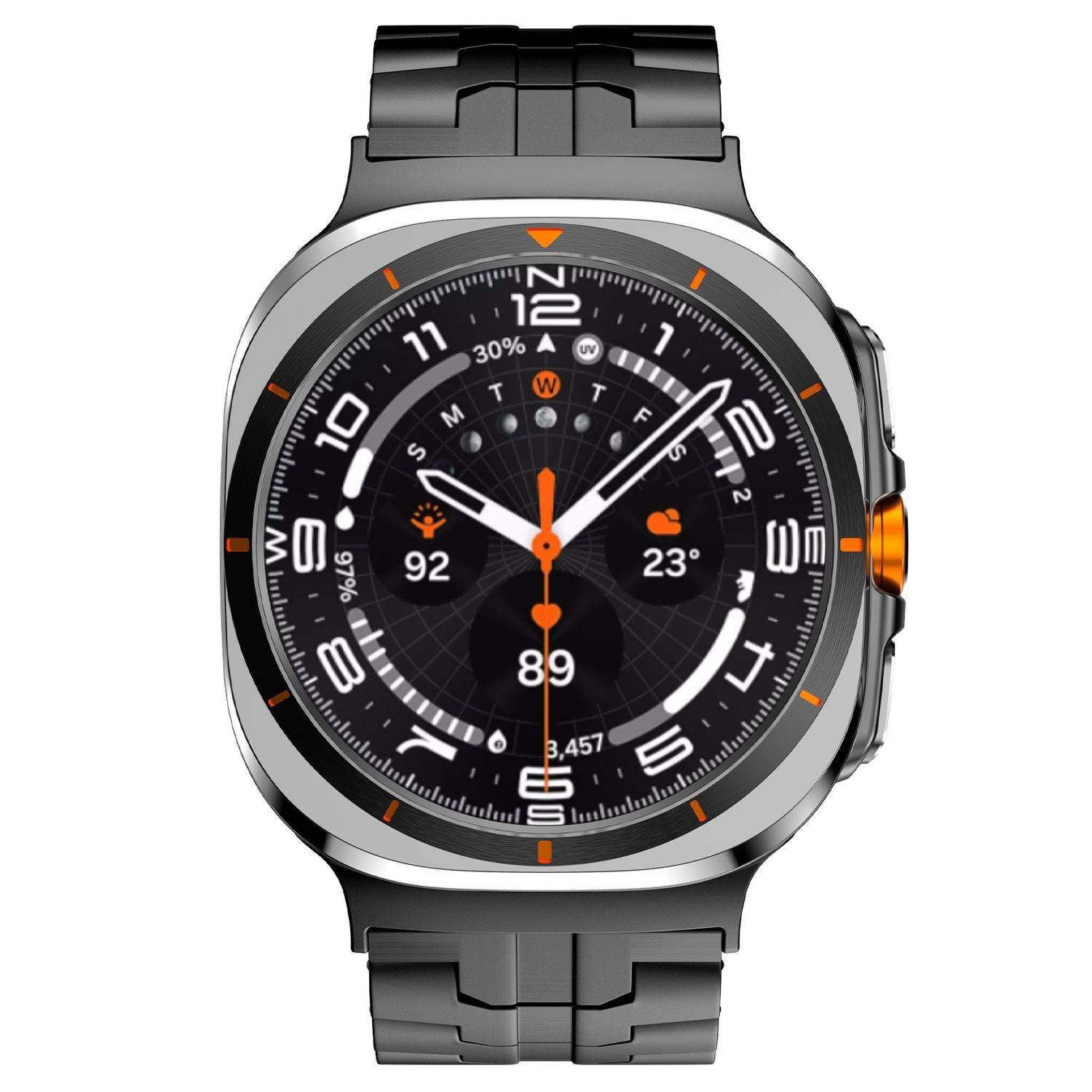 Für Samsung Galaxy Watch Ultra 47mm Three Bead Metall Armband Schwarz