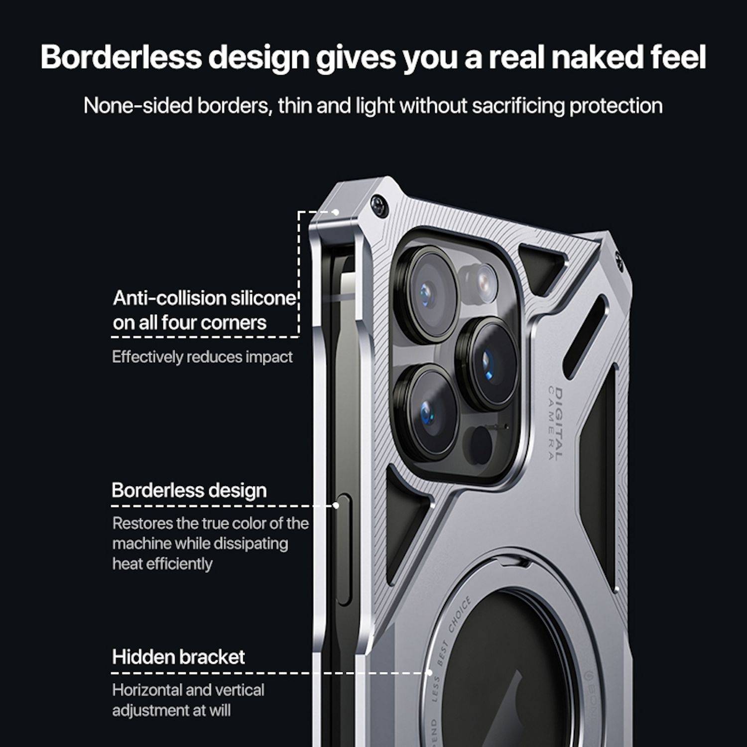 Für Apple iPhone 16 Pro Max Luxus Rahmen 360 Grad Metall Magsafe Hülle Grau