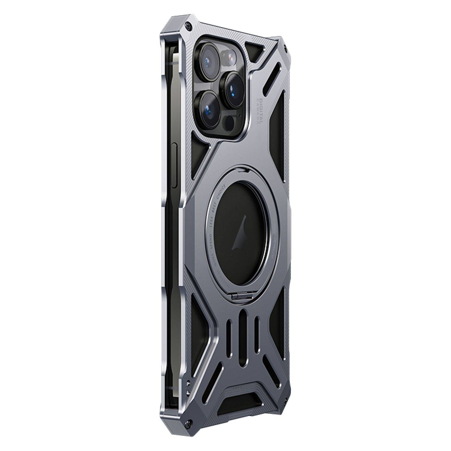 Für Apple iPhone 16 Pro Max Luxus Rahmen 360 Grad Metall Magsafe Hülle Grau