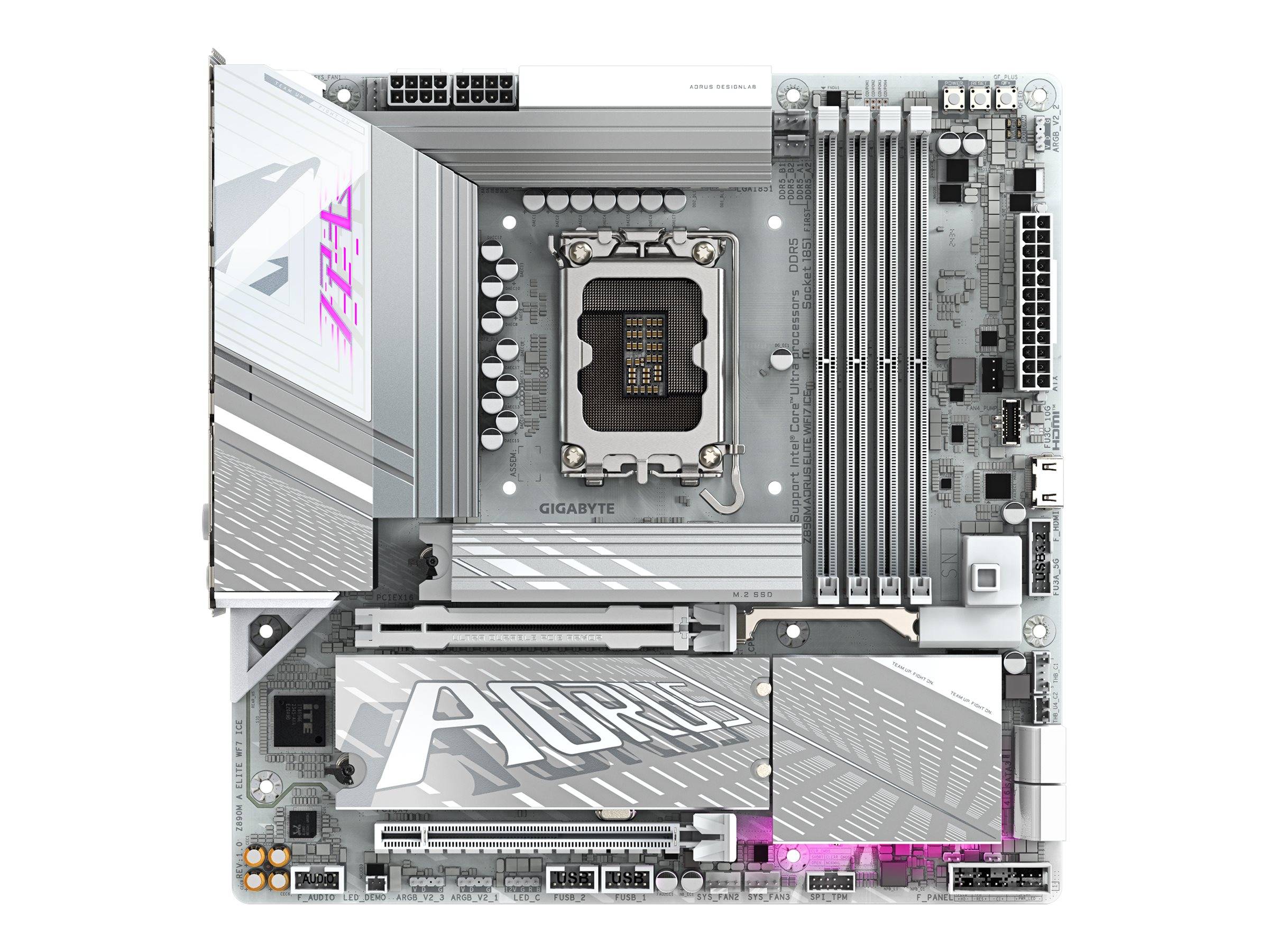 Gigabyte AORUS Z890M ELITE WIFI7 ICE - Motherboard - micro ATX - LGA1851-Sockel - Z890 Chipsatz - USB4, USB-C 3.2 Gen2, USB 3.2 Gen 2, USB 3.2 Gen