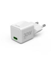 Hama Schnellladegeraet USB-C PD/QC/GaN Super-Mini-Charger 30 W Weiß Schnellladegerät W