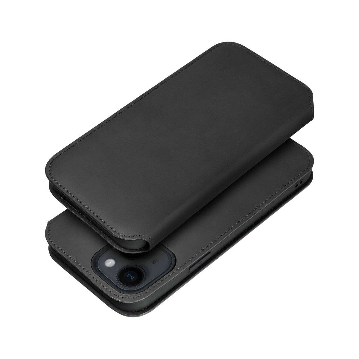 Dual Pocket Holster Buch Tasche für iPhone 16 Plus Schwarz