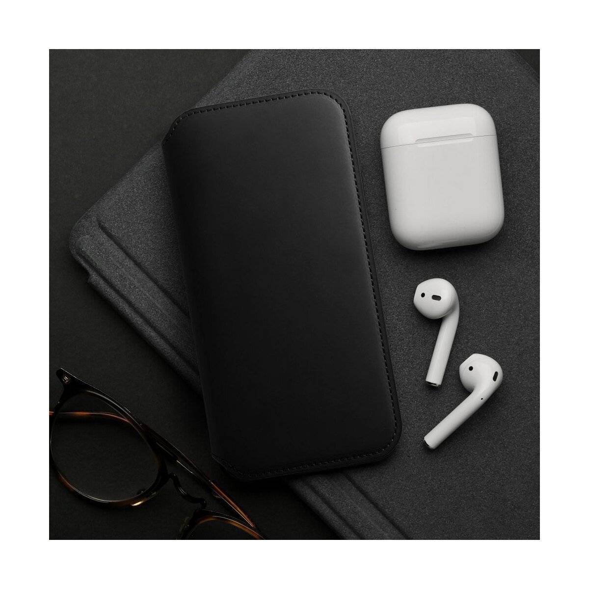 Dual Pocket Holster Buch Tasche für iPhone 16 Pro Schwarz