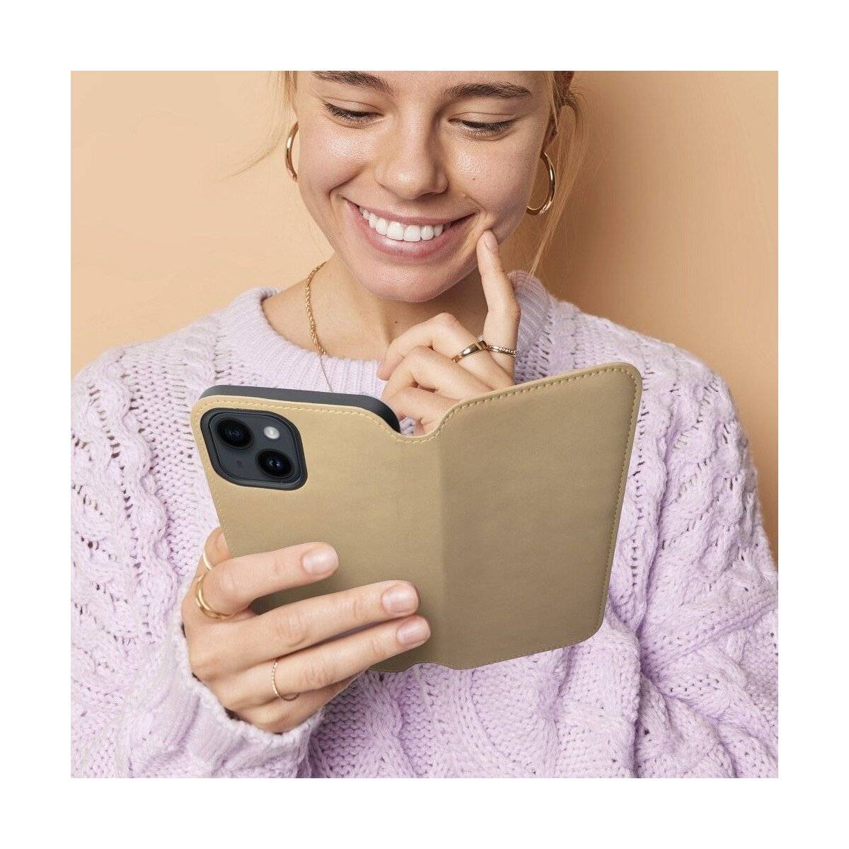 Dual Pocket Holster Buch Tasche für iPhone 16 Gold