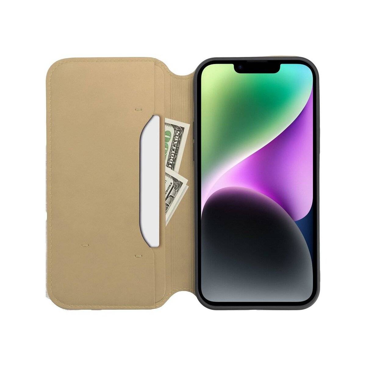 Dual Pocket Holster Buch Tasche für iPhone 16 Gold