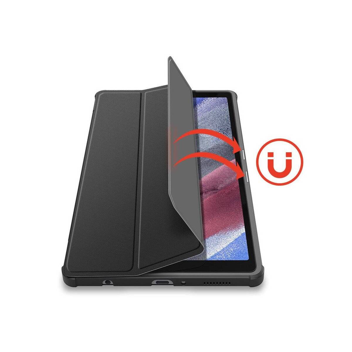 Toby Tablet-Ledertasche Smart-Sleep Wake-Up für Samsung Galaxy Tab S10 Plus Schwarz