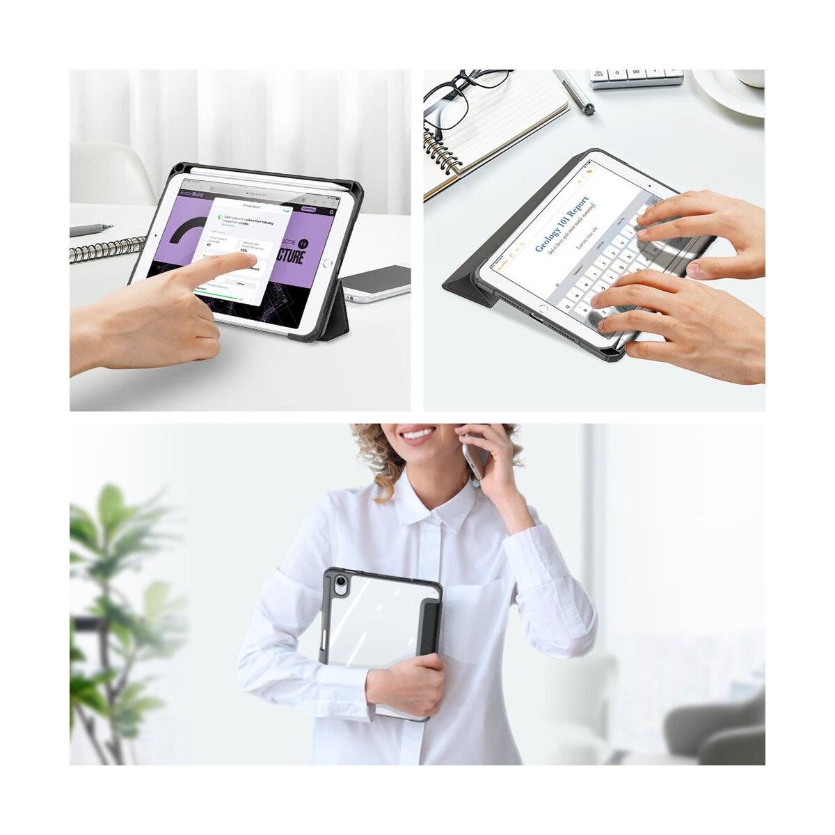 Toby Tablet-Ledertasche Smart-Sleep Wake-Up für Samsung Galaxy Tab S10 Plus Blau