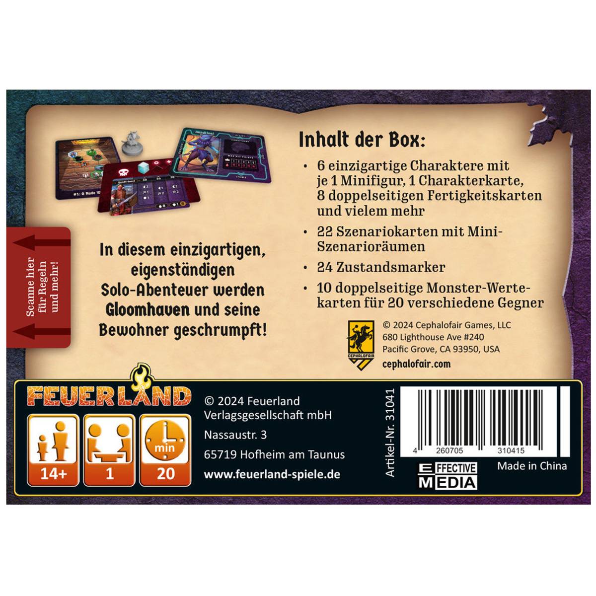 Feuerland Gloomhaven Knöpfe und Krabbler - Solospiel