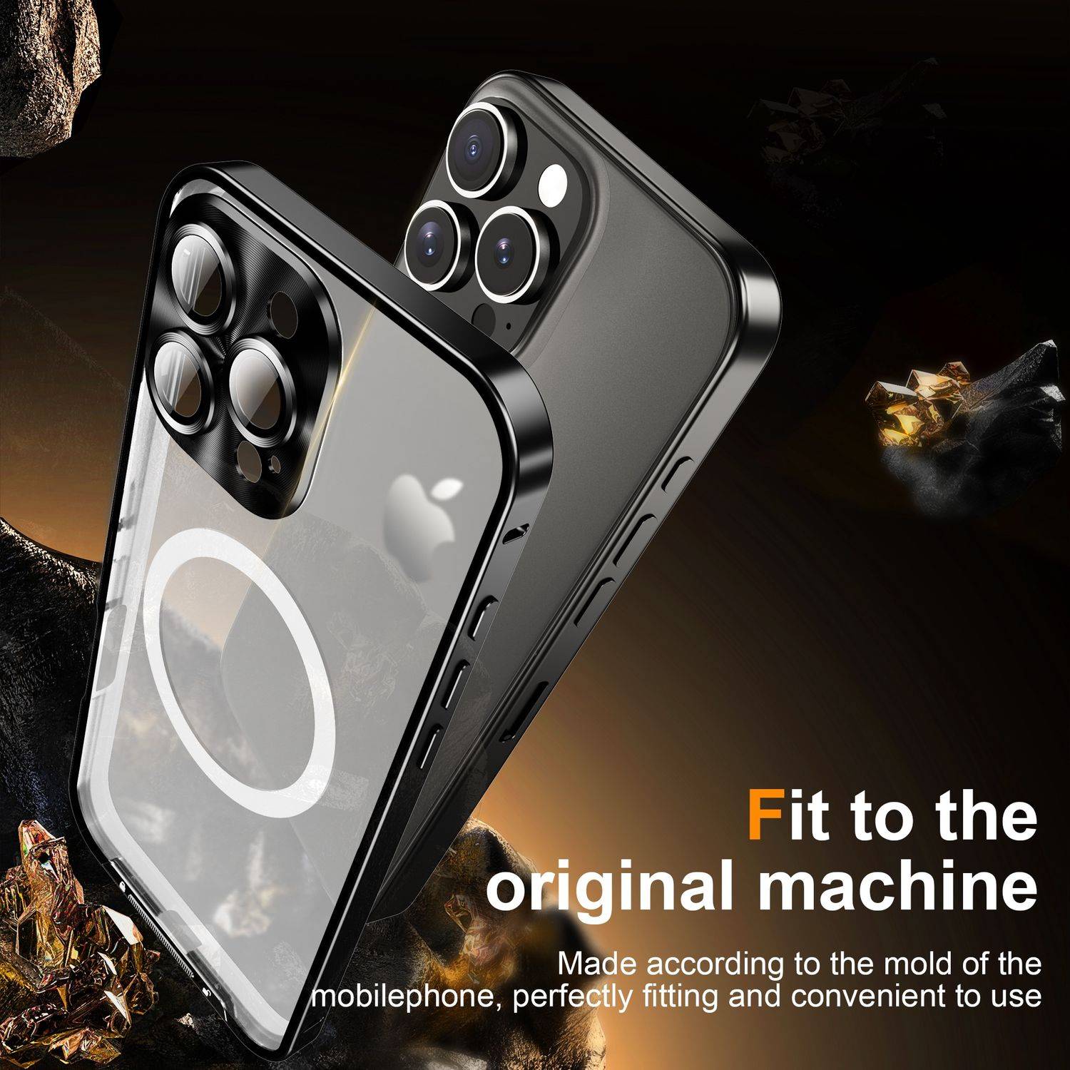 Für Apple iPhone 16 Pro Magnetische Magsafe Metall Design Schutz Cover Hülle Schwarz