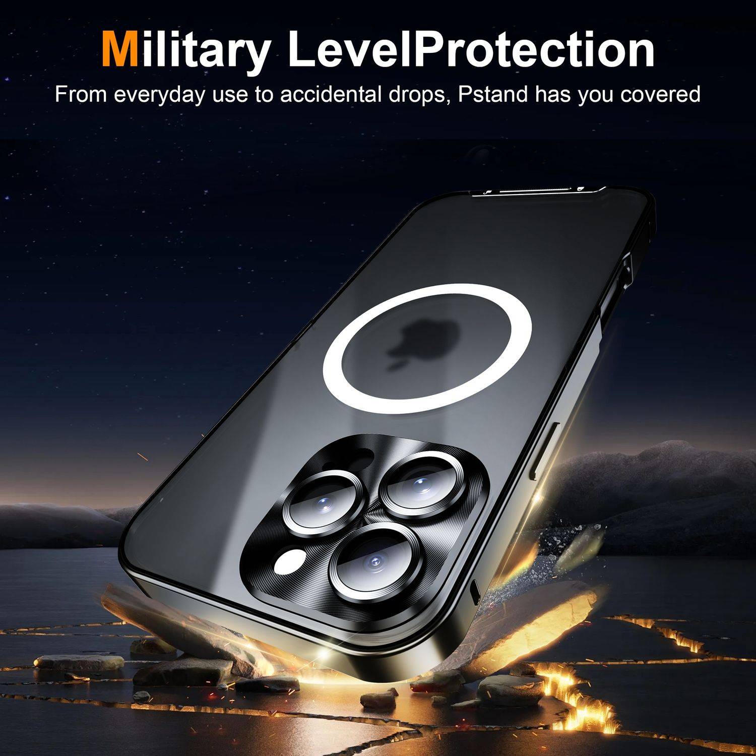 Für Apple iPhone 16 Pro Magnetische Magsafe Metall Design Schutz Cover Hülle Schwarz