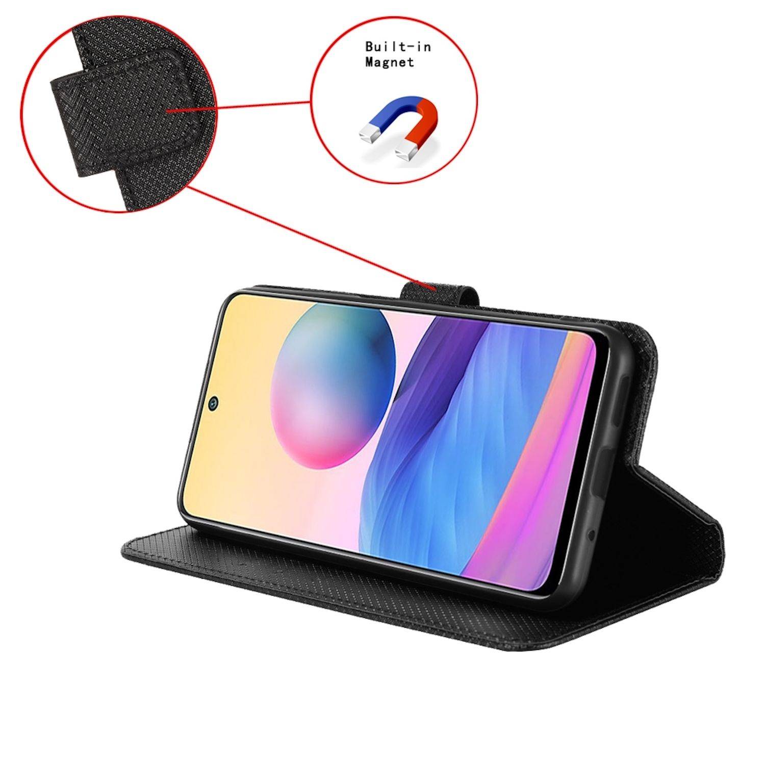 Für ZTE Blade V60 Vita / Axon 60 Lite Design Kunst Leder Hülle Schwarz