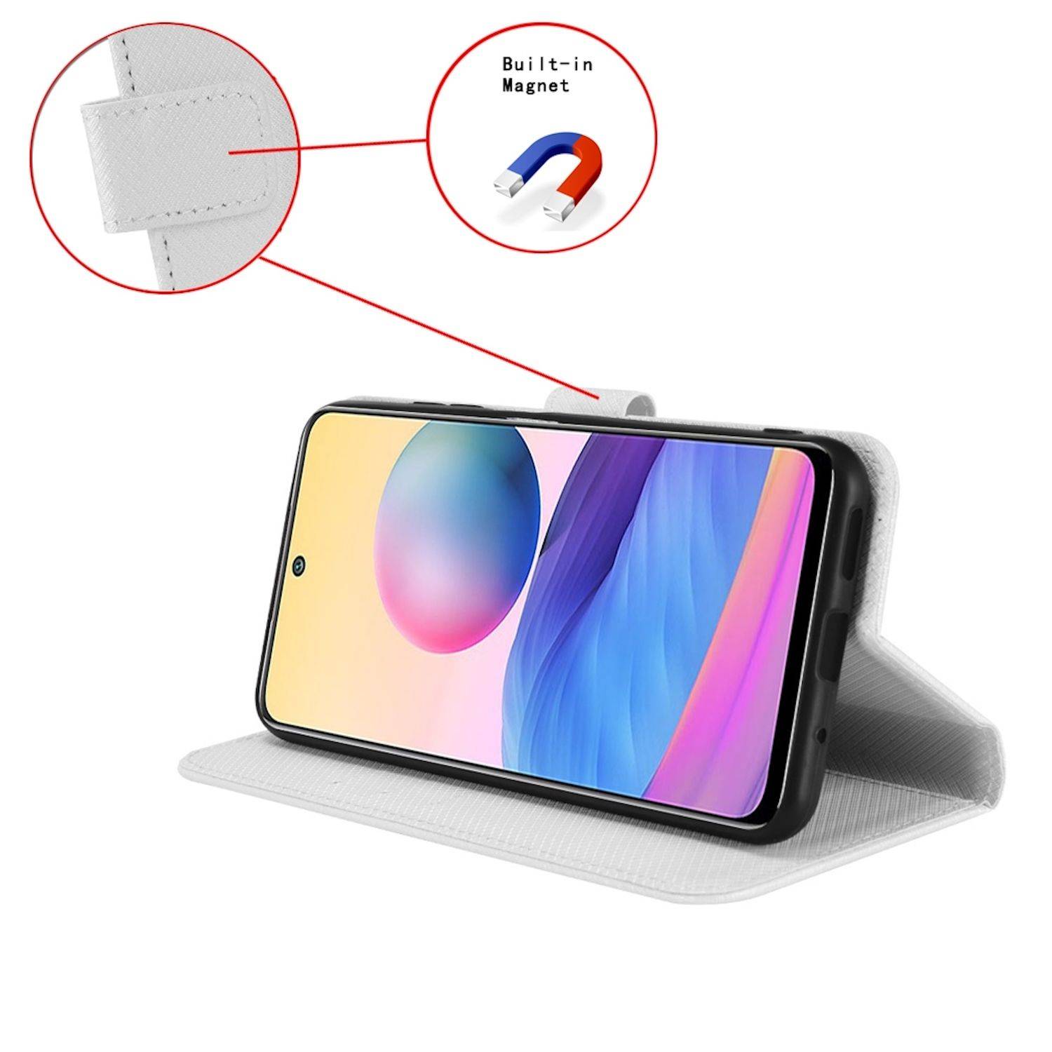 Für ZTE Blade V60 Vita / Axon 60 Lite Design Kunst Leder Hülle Weiß